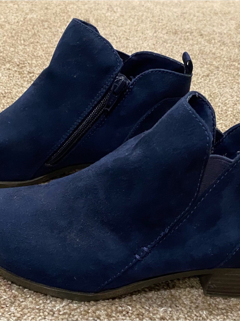 Arizona Jean Company Navy Blue Suede Ankle Booties w/Side Zip - Fall Ankle Boots